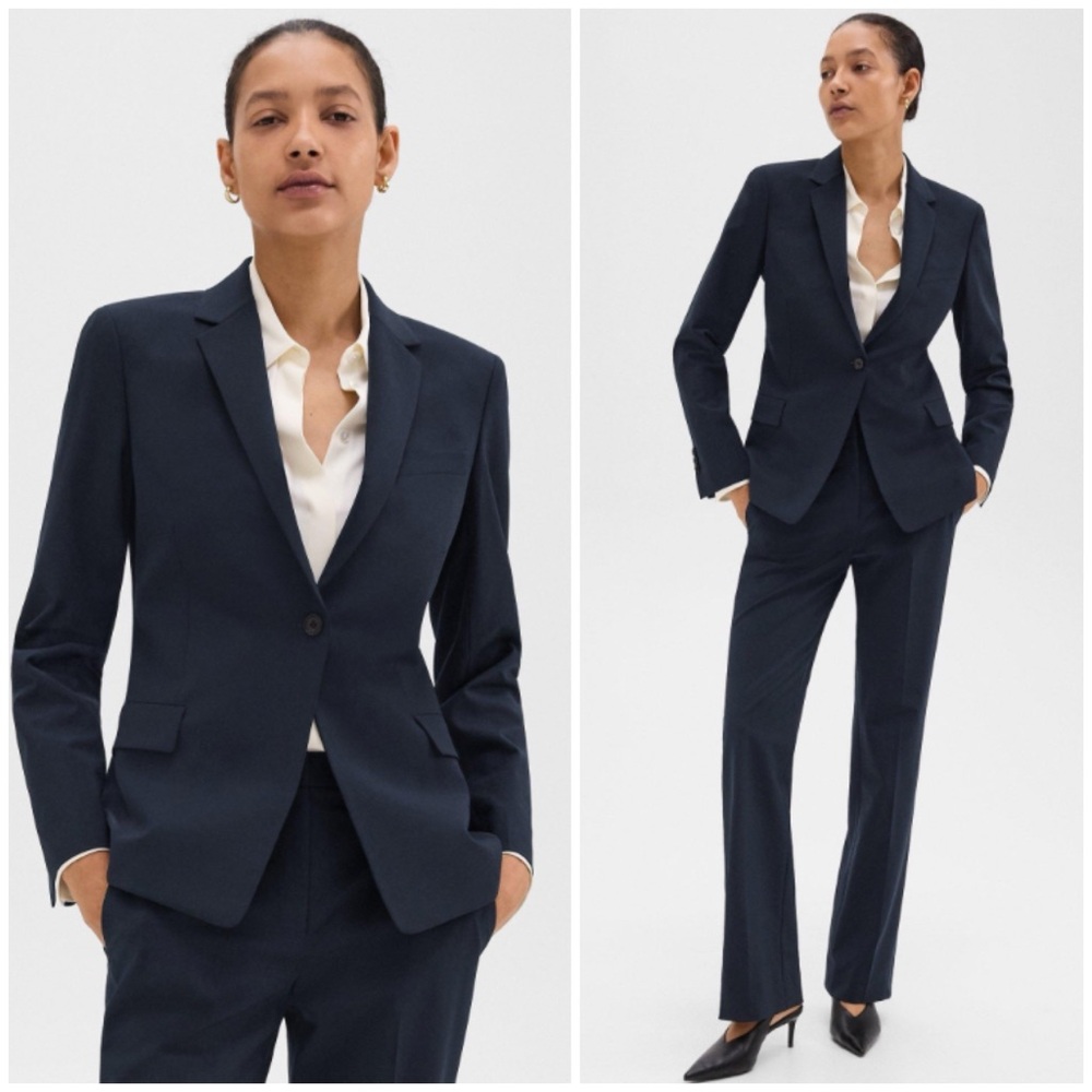 Theory Traceable Slim Blazer Jacket & Flared Pant, 34'' Good Wool $700 Womens 10 - Picture 13 of 15